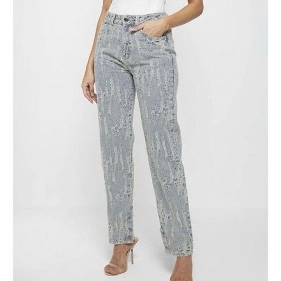 NWOT Maniere De Voir Florence Blue Distressed HiRise Bootcut Jeans Women Size 6 - Picture 16 of 16